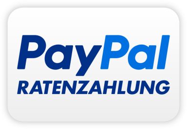 PayPal-Logo mit dem Text "Ratenzahlung" darunter.