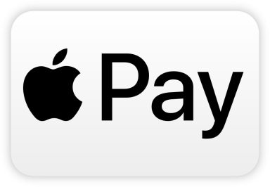 Logo von Apple Pay mit schwarzem Apfelsymbol und Schriftzug.