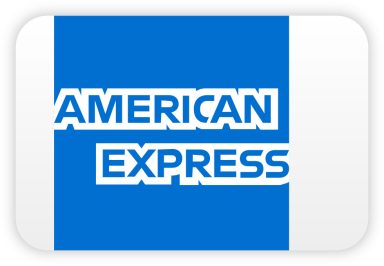 Logo von American Express auf blauem Hintergrund.