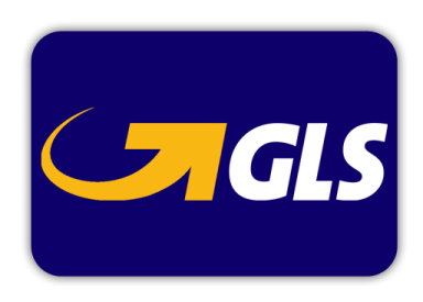 Logo der GLS mit einem nach rechts zeigenden Pfeil auf blauem Hintergrund.