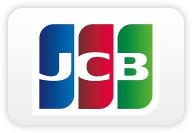 Logo von JCB mit bunten vertikalen Streifen in Rot, Blau und Grün.