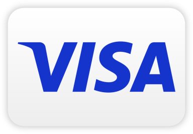 Blaue VISA-Logo auf weißem Hintergrund.